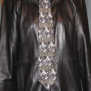 Domani 100% Italian Silk TIE VTG Art Deco black grey white silver
